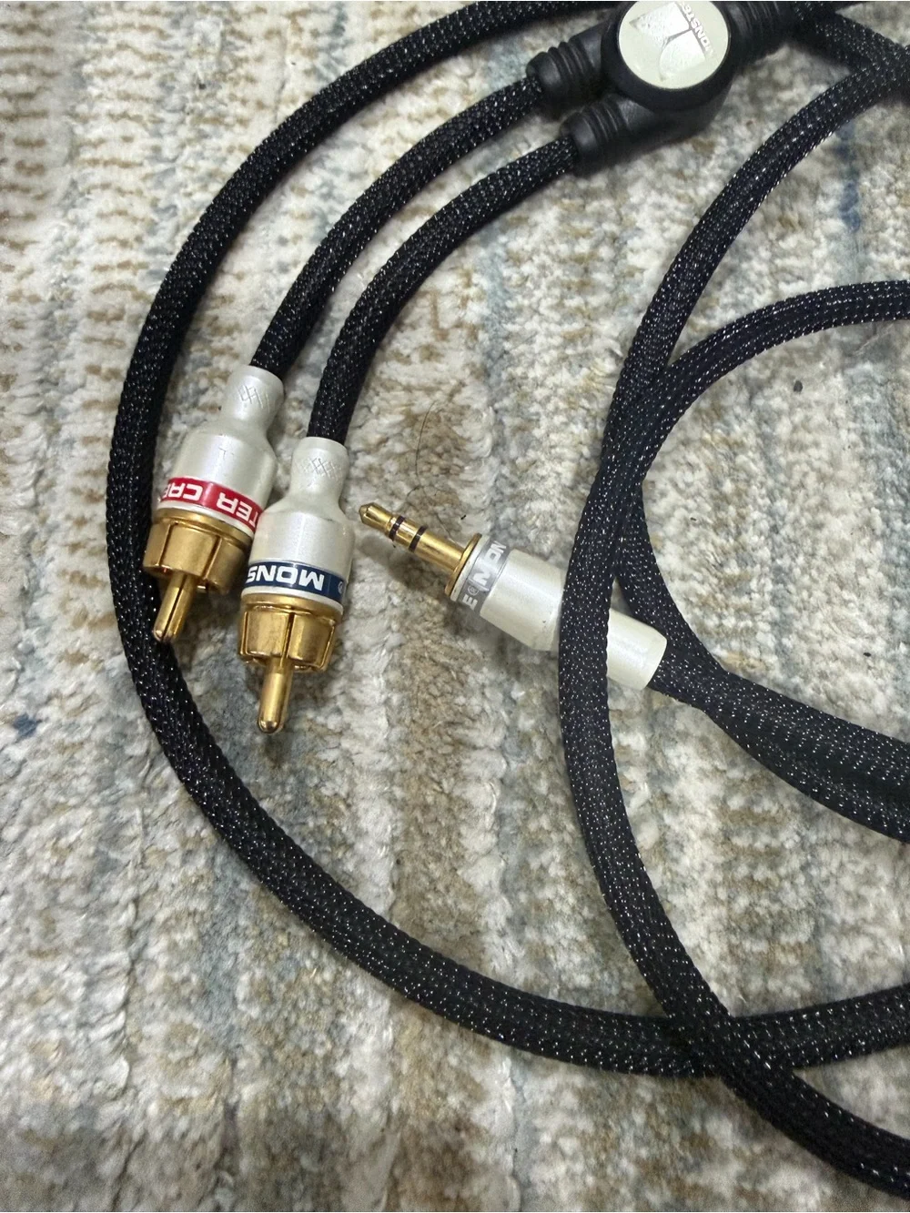 Black Braided Auxiliary Audio Cable with Inline Control